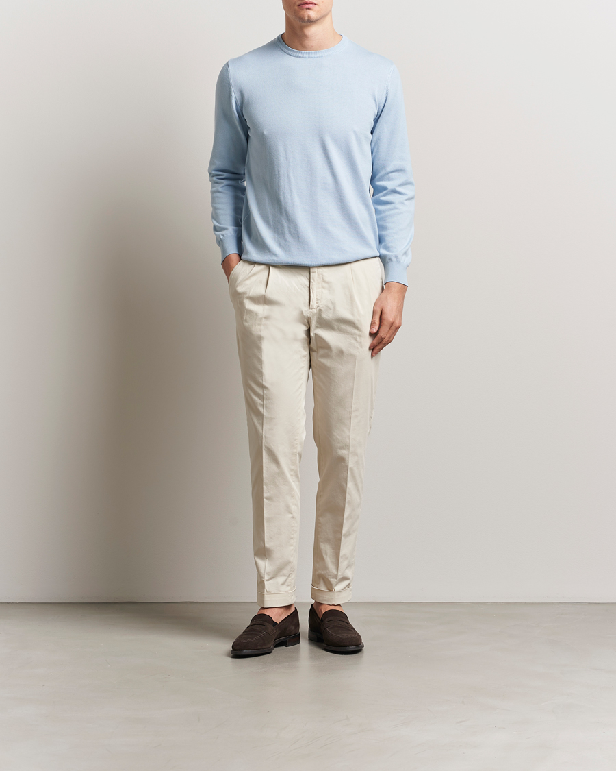 Herr | Tröjor | Morgano | Supersoft Egyptian Cotton Crew Neck Light Blue