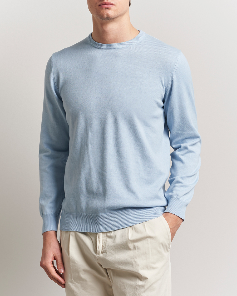 Herr | Tröjor | Morgano | Supersoft Egyptian Cotton Crew Neck Light Blue