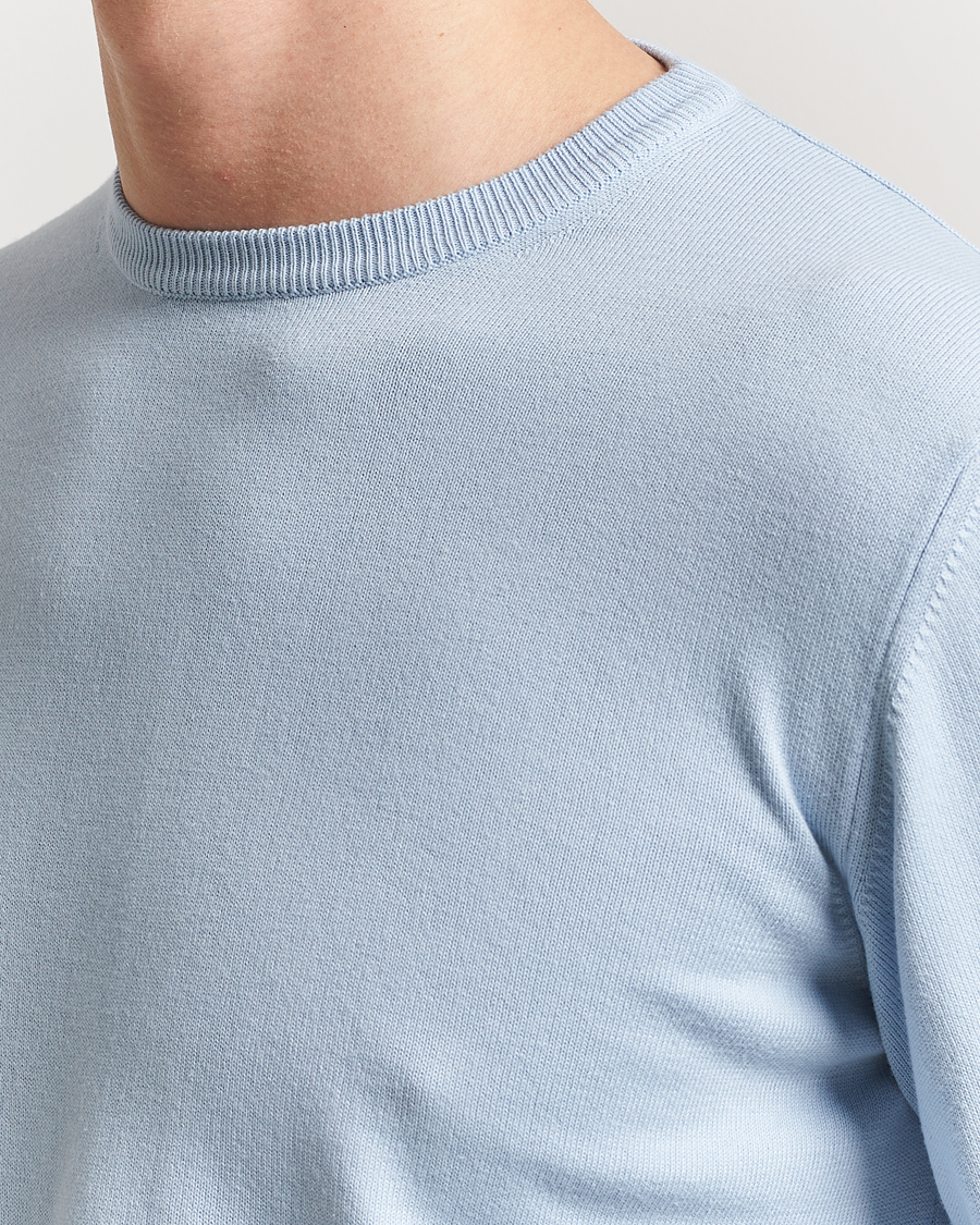 Herr | Tröjor | Morgano | Supersoft Egyptian Cotton Crew Neck Light Blue