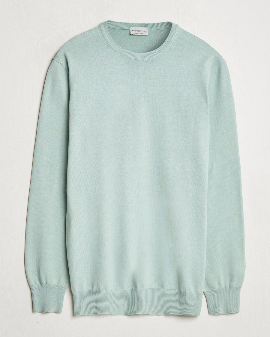 Herr | Tröjor | Morgano | Supersoft Egyptian Cotton Crew Neck Light Green
