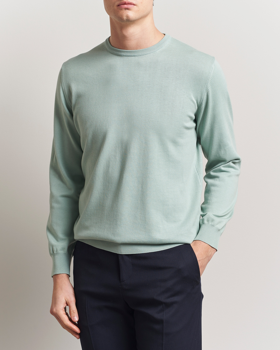 Herr | Tröjor | Morgano | Supersoft Egyptian Cotton Crew Neck Light Green