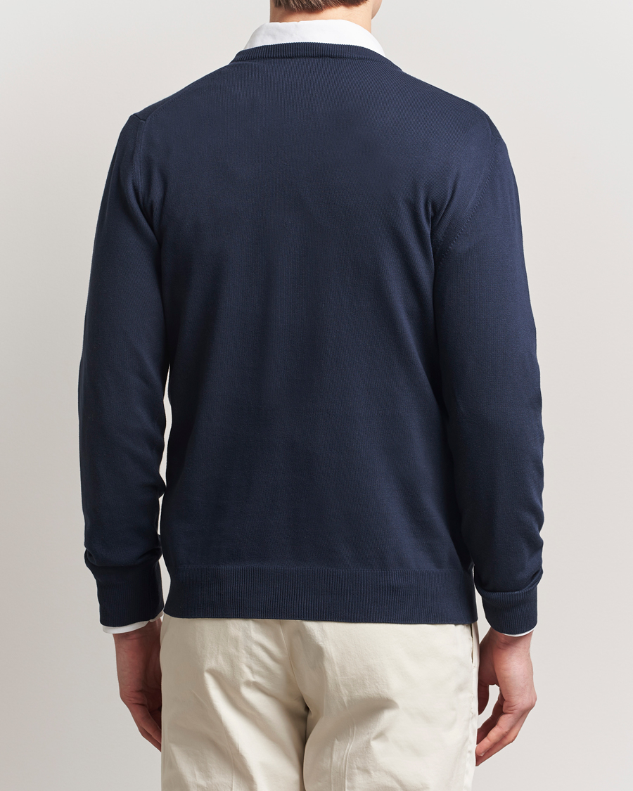 Herr | Tröjor | Morgano | Supersoft Egyptian Cotton V-Neck Navy