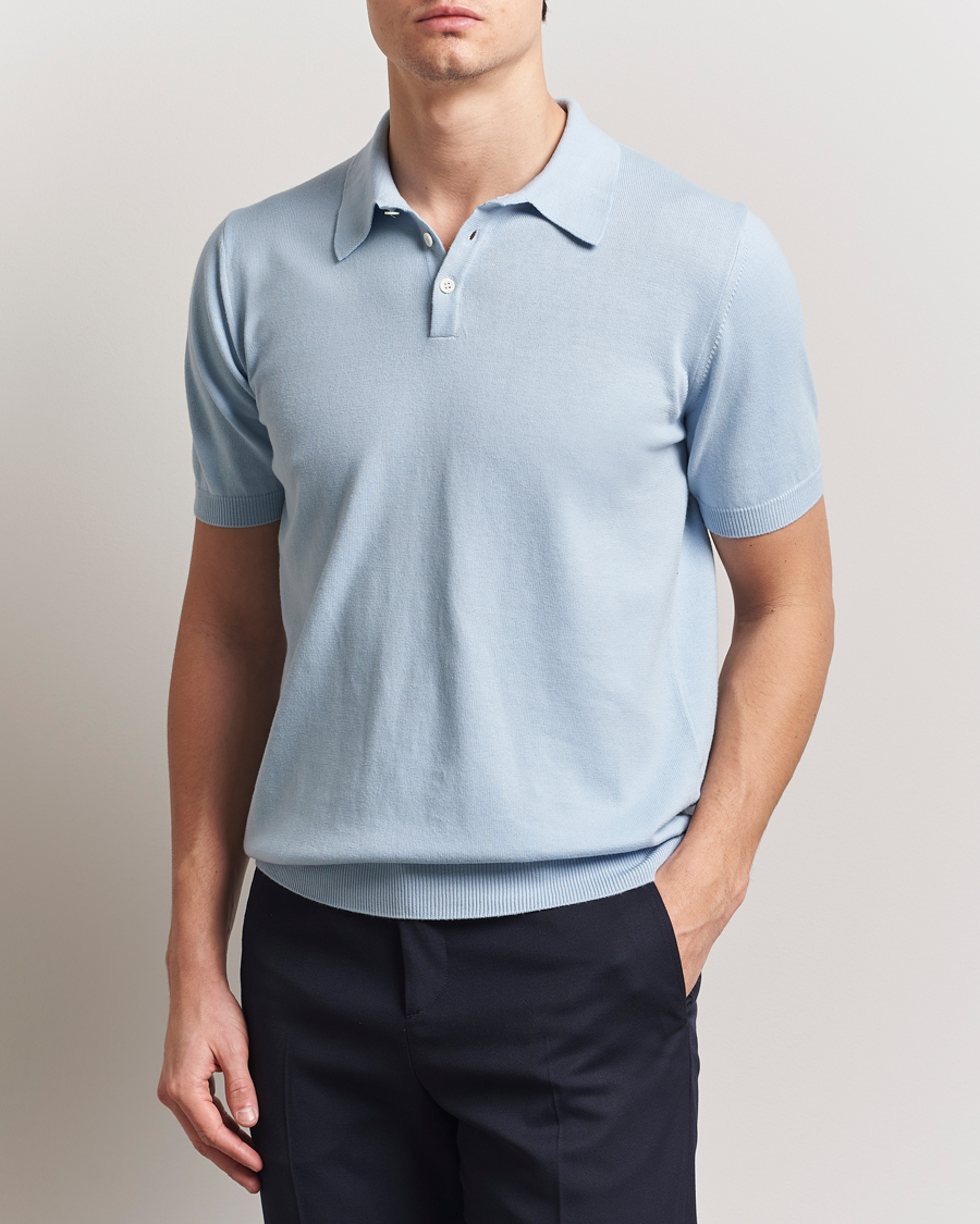 Herr | Pikéer | Morgano | Supersoft Egyptian Cotton Polo Light Blue