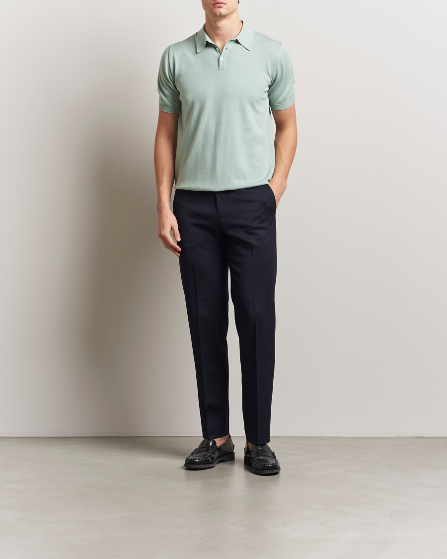 Herr | Pikéer | Morgano | Supersoft Egyptian Cotton Polo Light Green