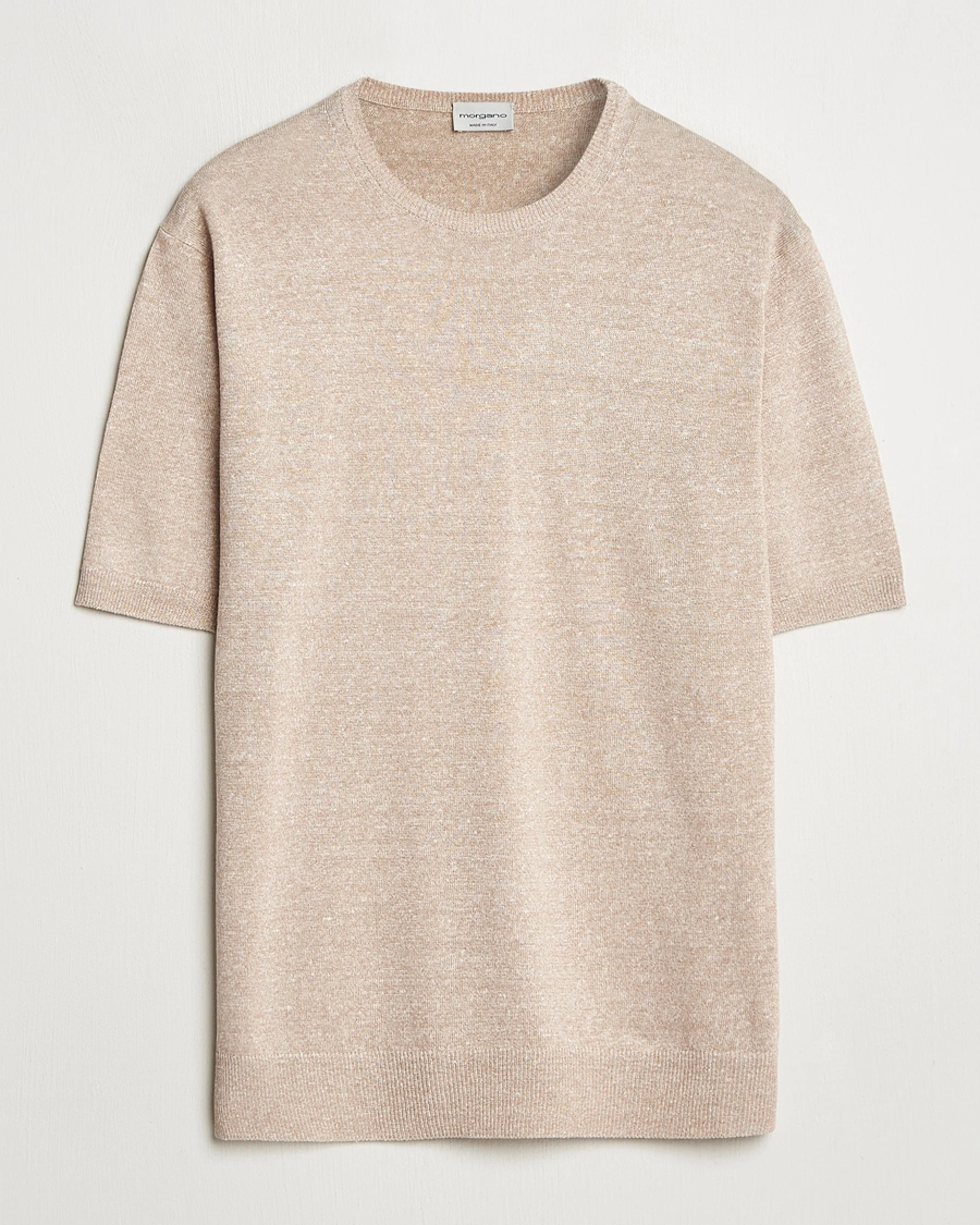 Herr | T-Shirts | Morgano | Linen/Cotton T-Shirt Beige