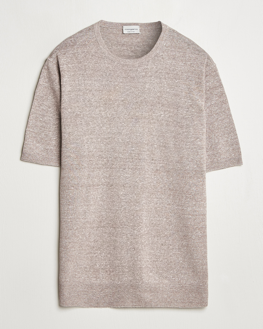 Herr | T-Shirts | Morgano | Linen/Cotton T-Shirt Brown