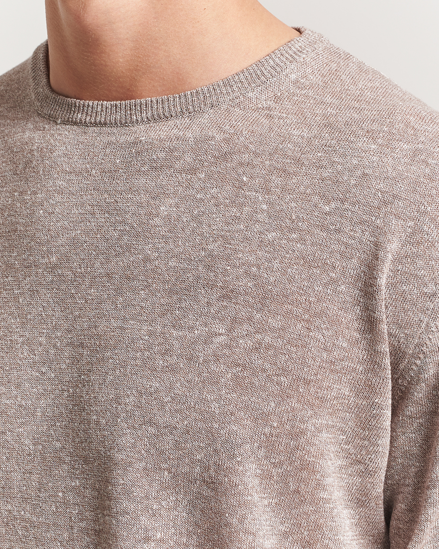 Herr | T-Shirts | Morgano | Linen/Cotton T-Shirt Brown