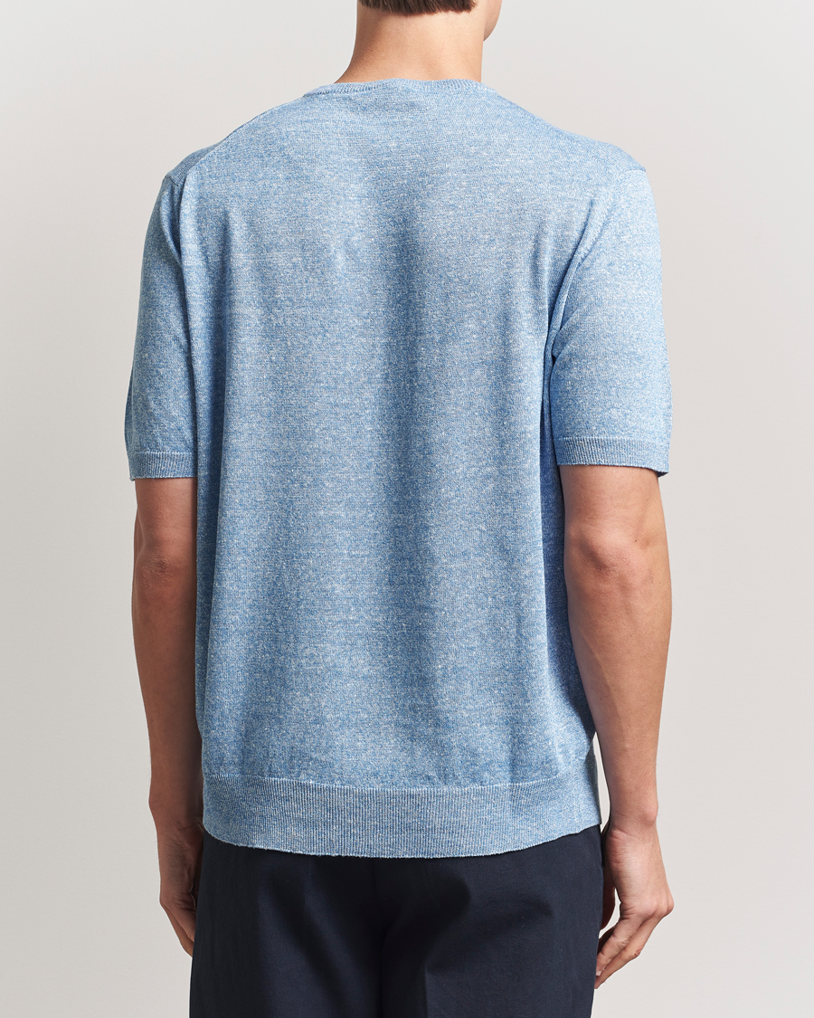 Herr | T-Shirts | Morgano | Linen/Cotton T-Shirt Blue