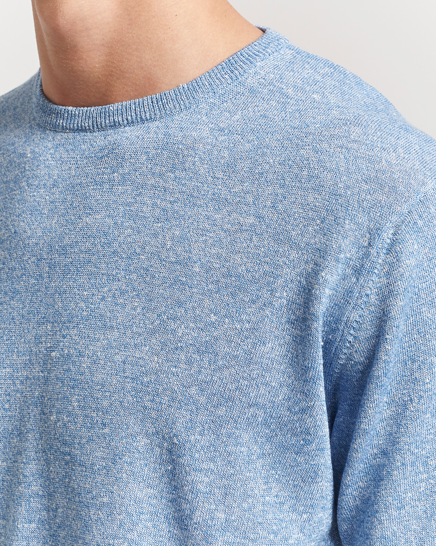 Herr | T-Shirts | Morgano | Linen/Cotton T-Shirt Blue