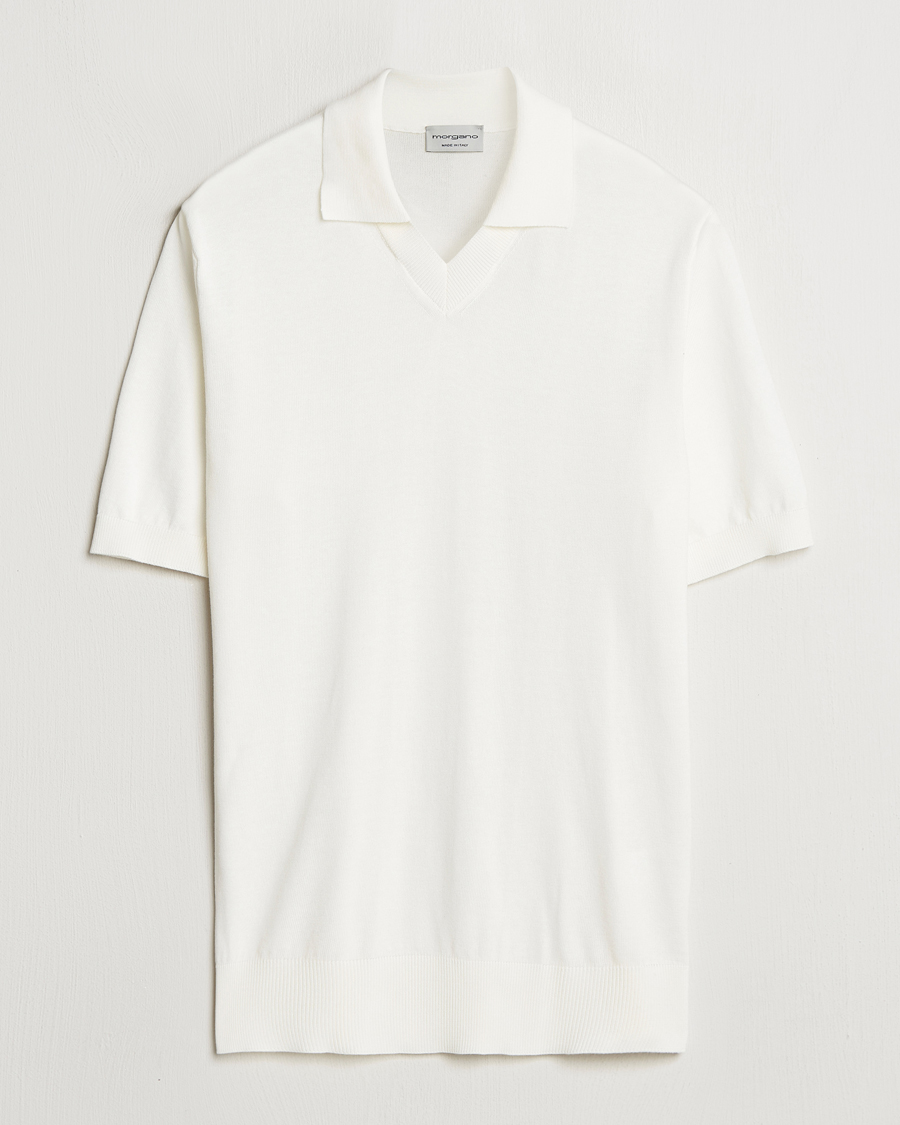Herr | Pikéer | Morgano | Knitted Organic Cotton Polo White