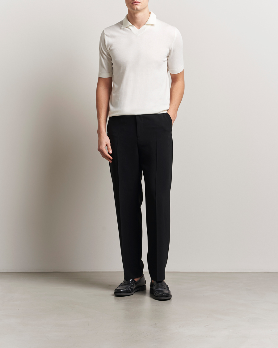 Herr | Pikéer | Morgano | Knitted Organic Cotton Polo White