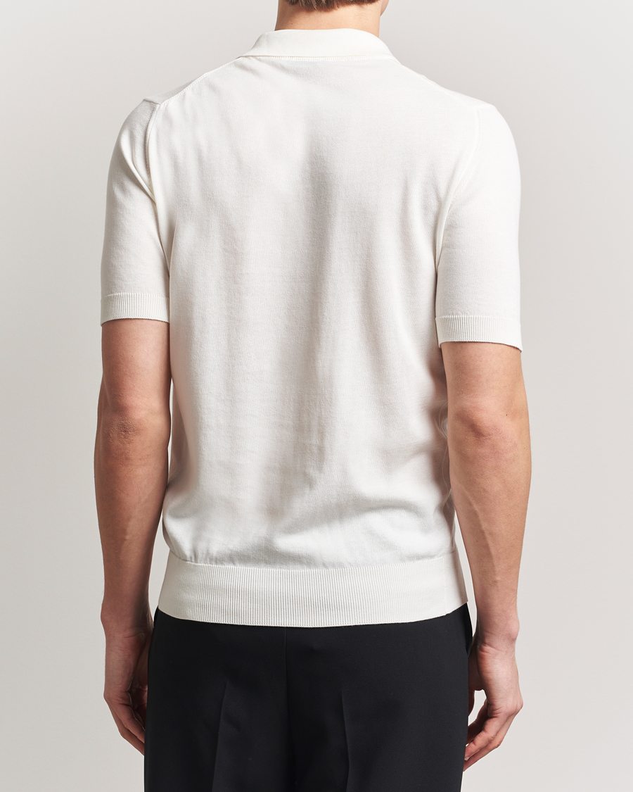 Herr | Pikéer | Morgano | Knitted Organic Cotton Polo White