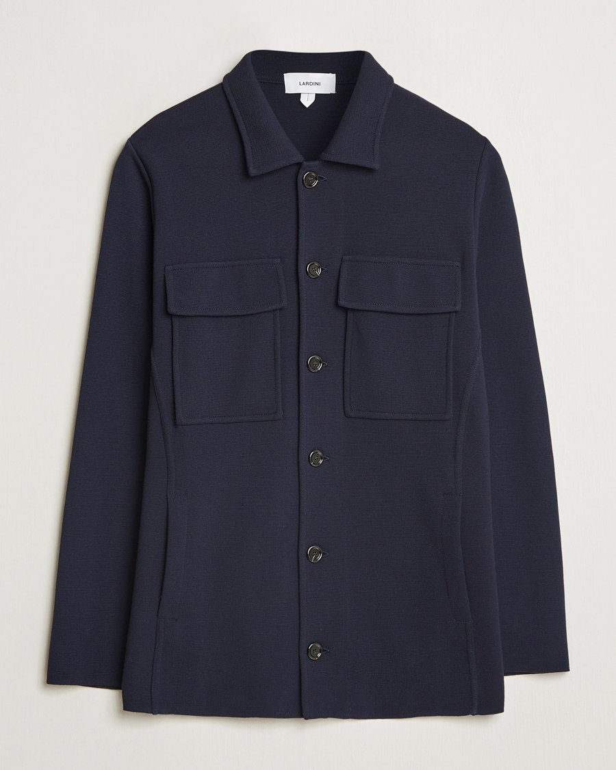 Herr | Kavajer | Lardini | Knitted Pocket Shirt Jacket Navy
