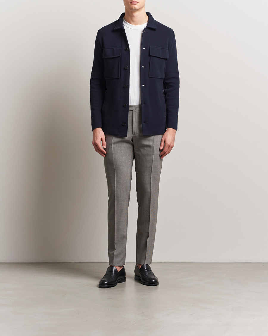 Herr | Kavajer | Lardini | Knitted Pocket Shirt Jacket Navy