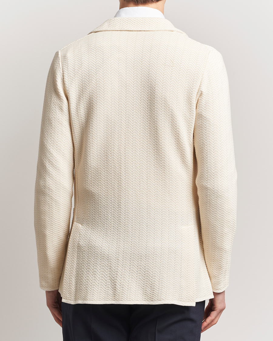 Herr | Kavajer | Lardini | Knitted Cotton Structured Blazer White/Beige
