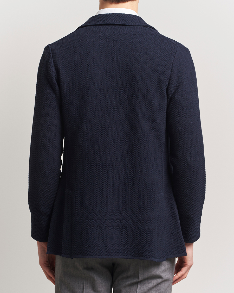 Herr | Kavajer | Lardini | Knitted Cotton Structured Blazer Navy