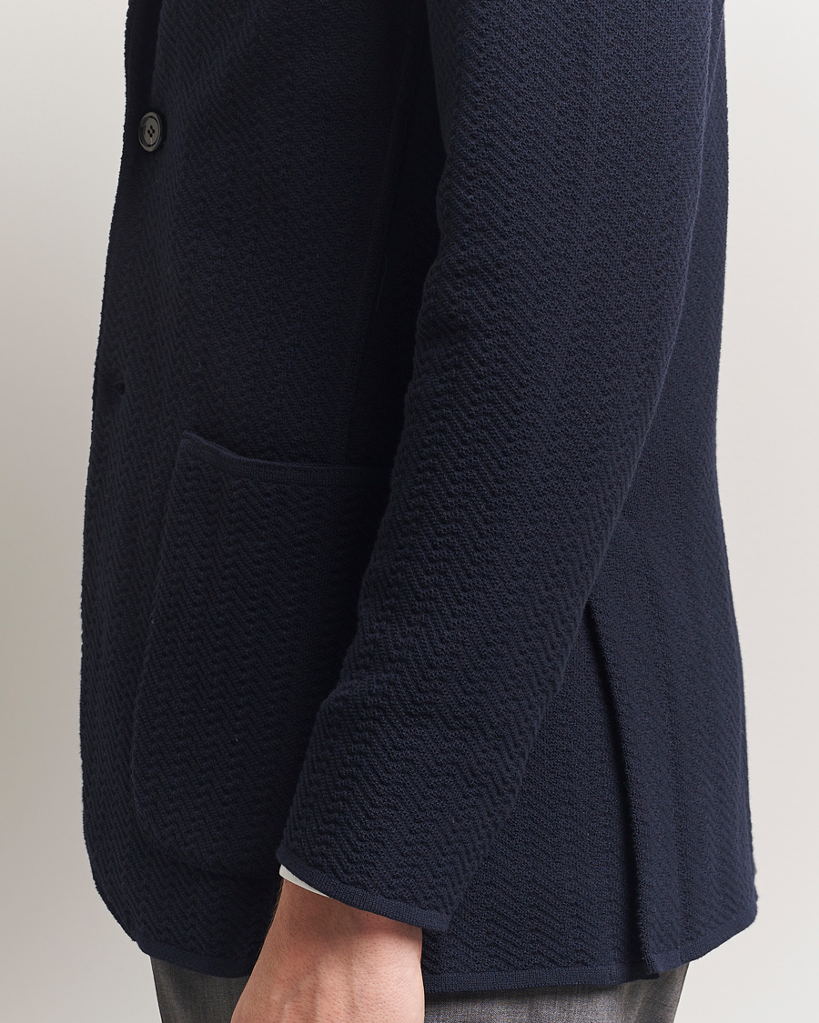 Herr | Kavajer | Lardini | Knitted Cotton Structured Blazer Navy