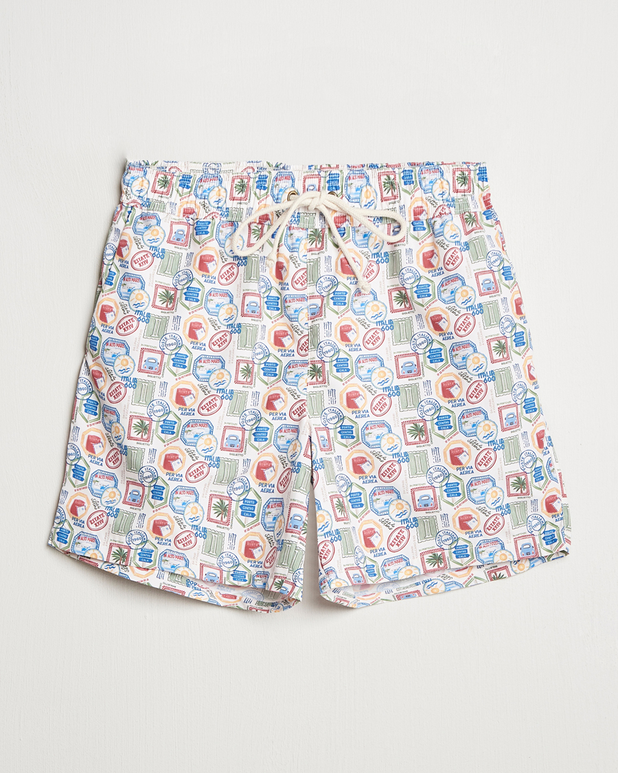 Herr | Badbyxor | Ripa Ripa | Printed Swimshorts Off White