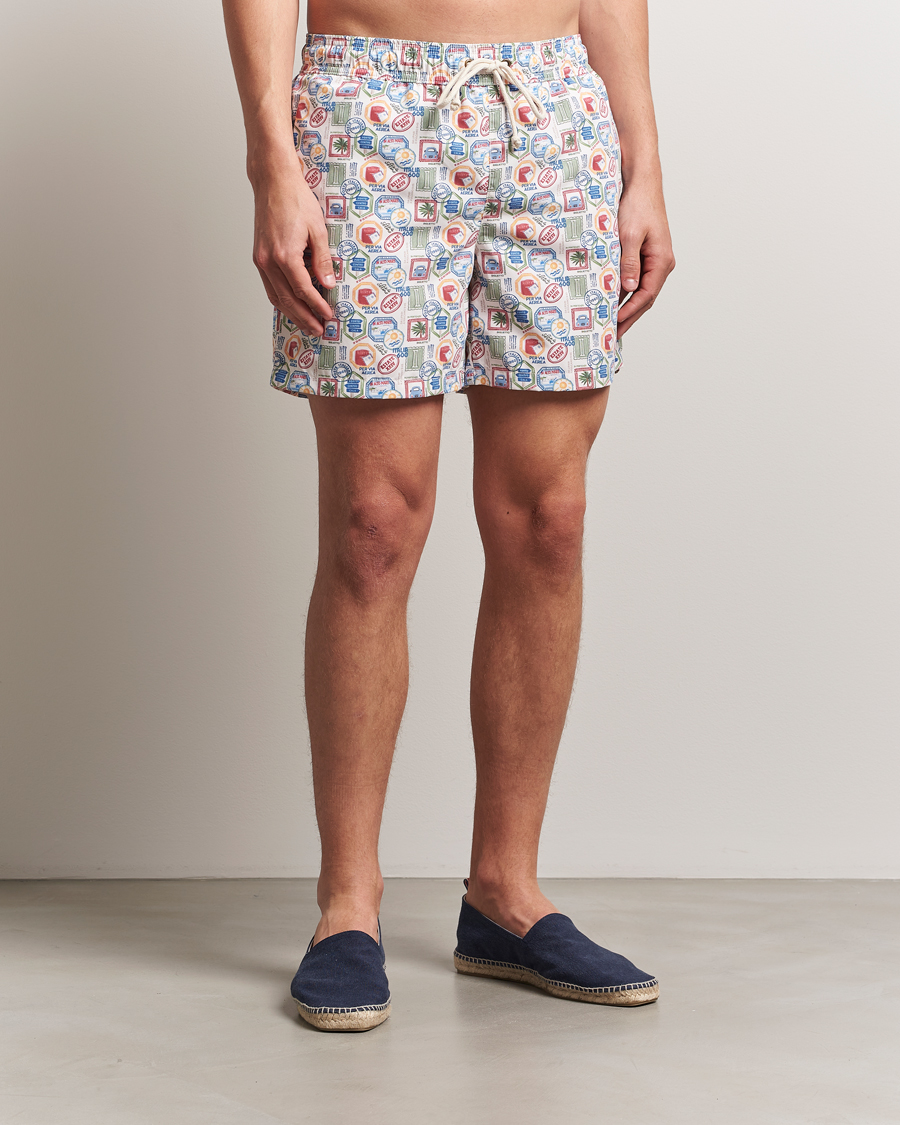 Herr | Badbyxor | Ripa Ripa | Printed Swimshorts Off White