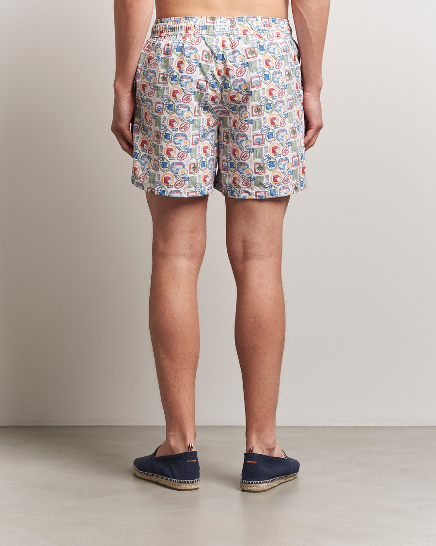 Herr | Badbyxor | Ripa Ripa | Printed Swimshorts Off White