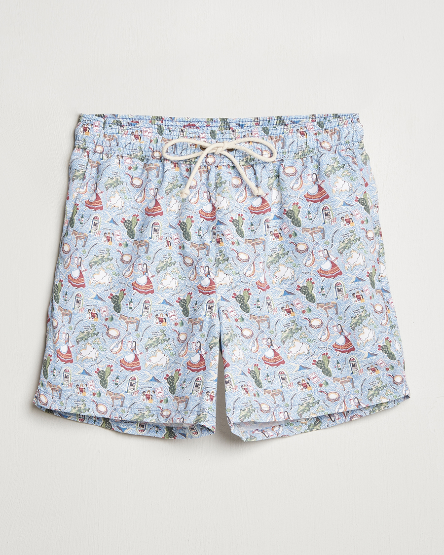 Herr | Badbyxor | Ripa Ripa | Printed Swimshorts Blue