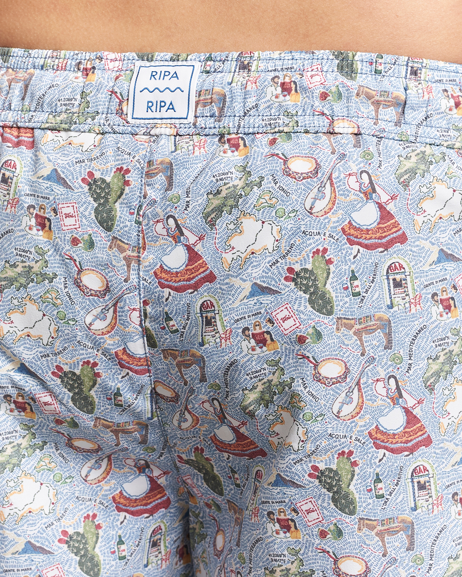 Herr | Badbyxor | Ripa Ripa | Printed Swimshorts Blue