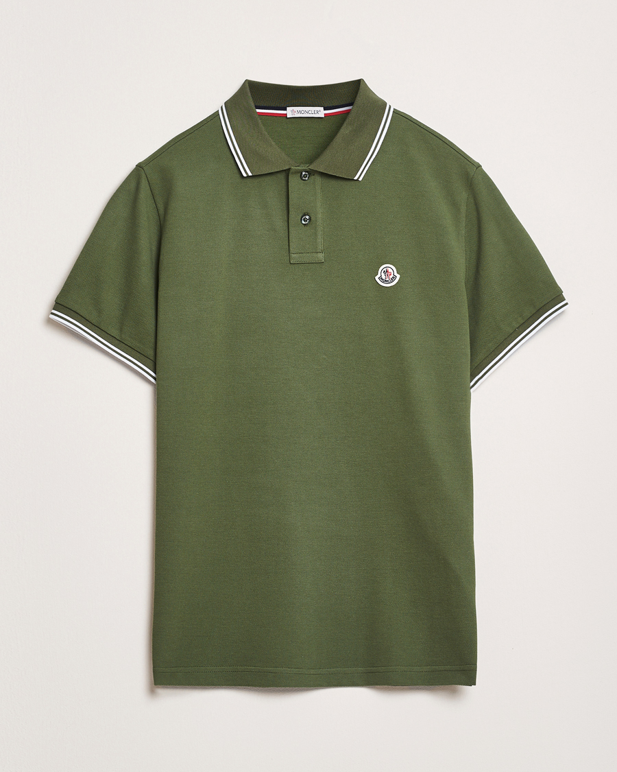 Herr | Pikéer | Moncler | Contrast Rib Polo Dark Green