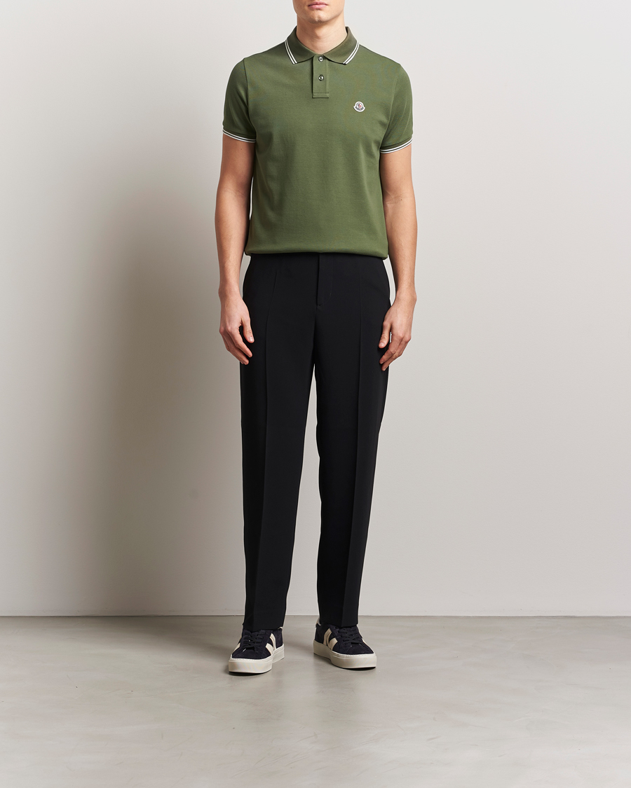 Herr | Pikéer | Moncler | Contrast Rib Polo Dark Green