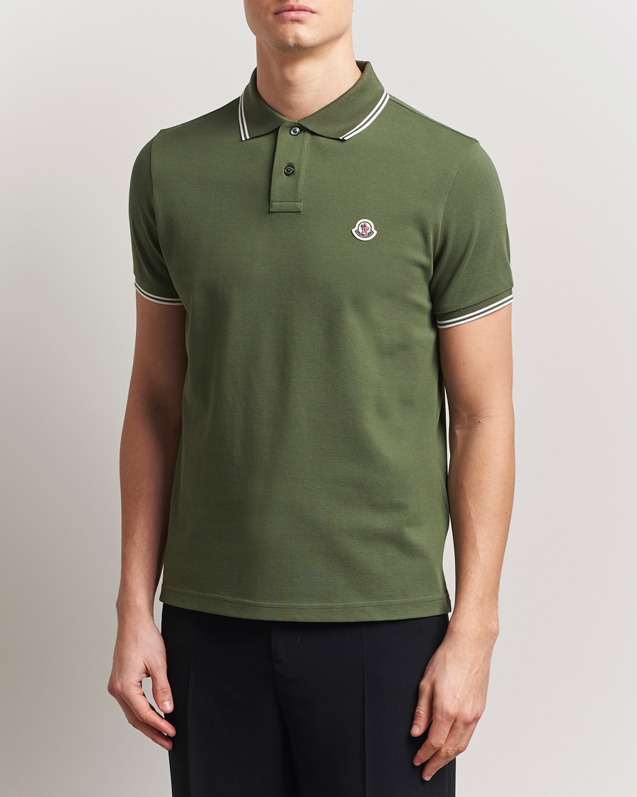 Herr | Pikéer | Moncler | Contrast Rib Polo Dark Green