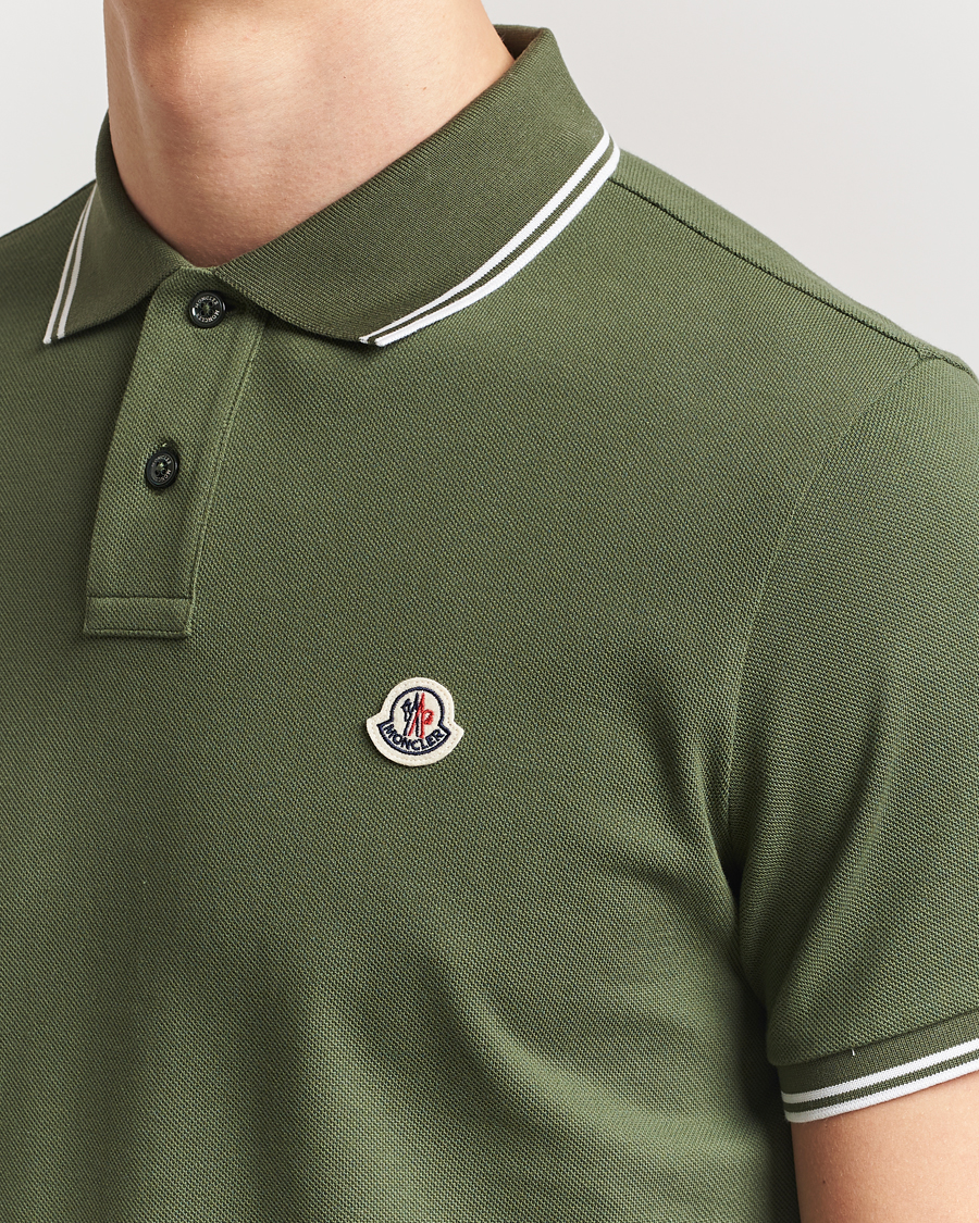 Herr | Pikéer | Moncler | Contrast Rib Polo Dark Green