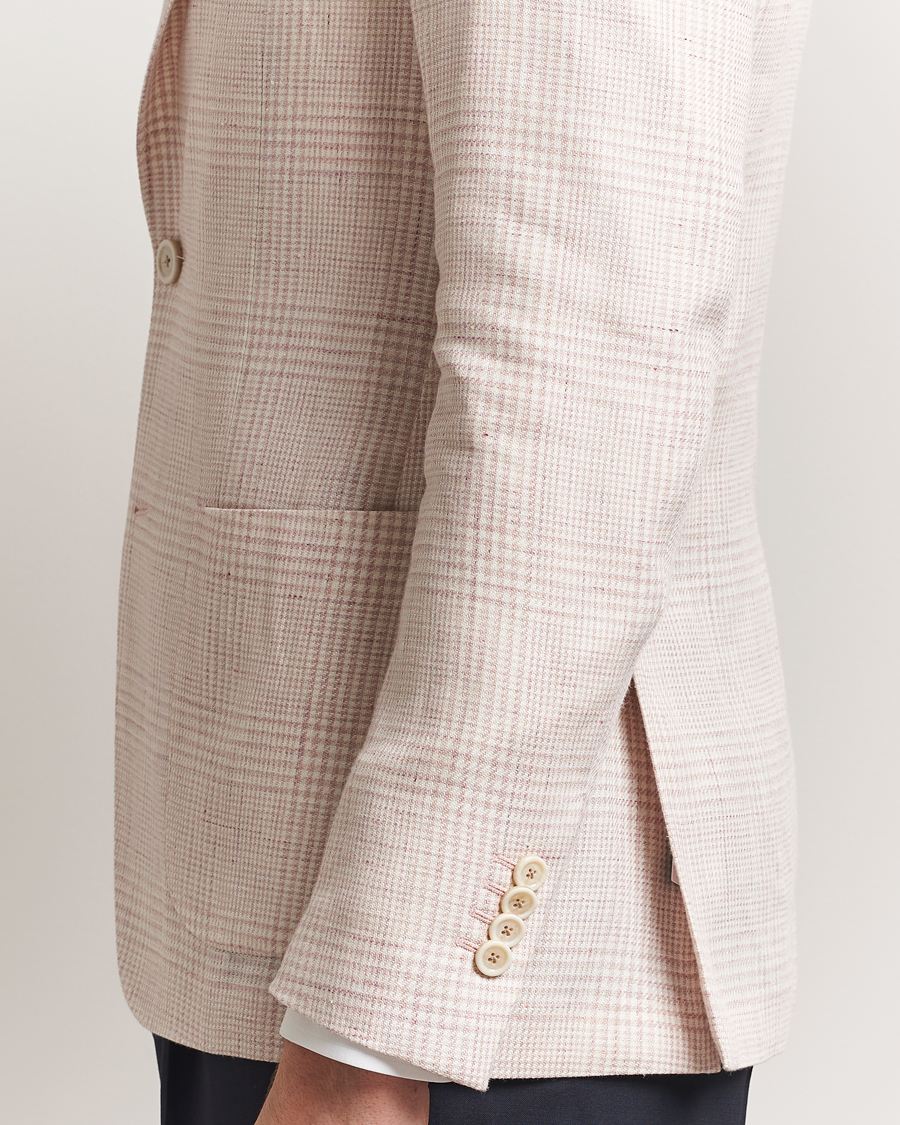 Herr | Kavajer | Lardini | Linen/Wool Glencheck Blazer Pink