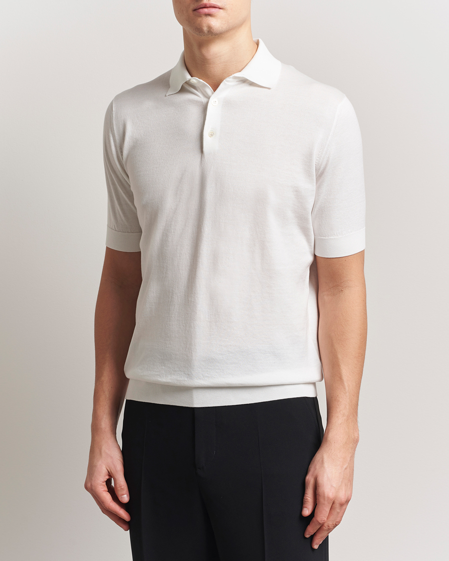 Herr | Pikéer | Lardini | Knitted Cotton Polo White
