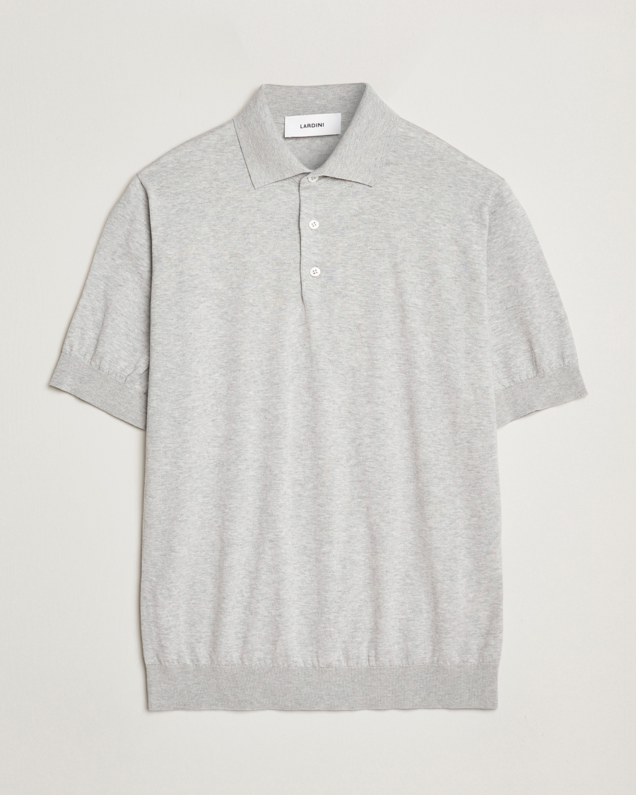 Herr | Pikéer | Lardini | Knitted Cotton Polo Light Grey