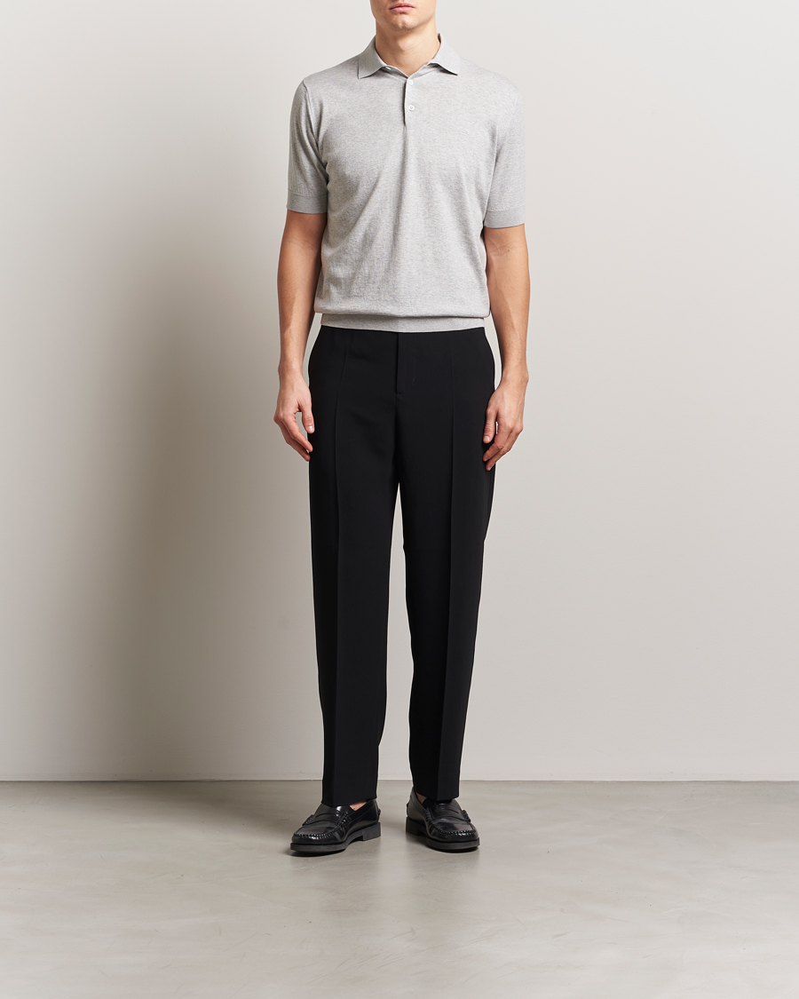 Herr | Pikéer | Lardini | Knitted Cotton Polo Light Grey