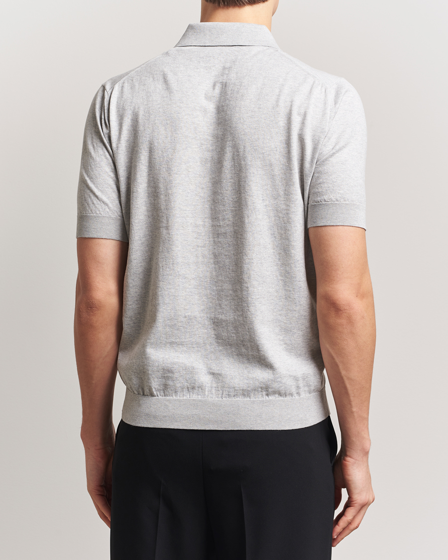 Herr | Pikéer | Lardini | Knitted Cotton Polo Light Grey