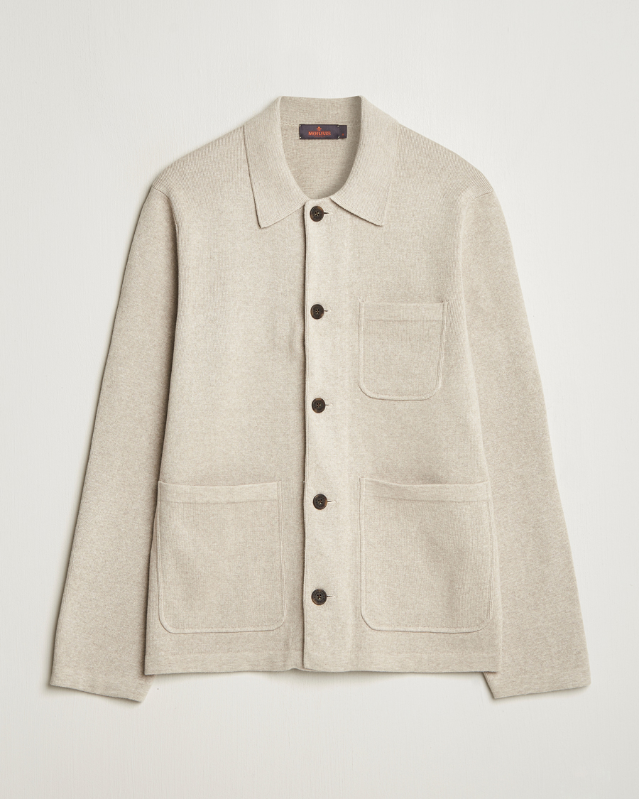 Herr | Skjortor | Morris | Jake Knitted Shirt Jacket Beige