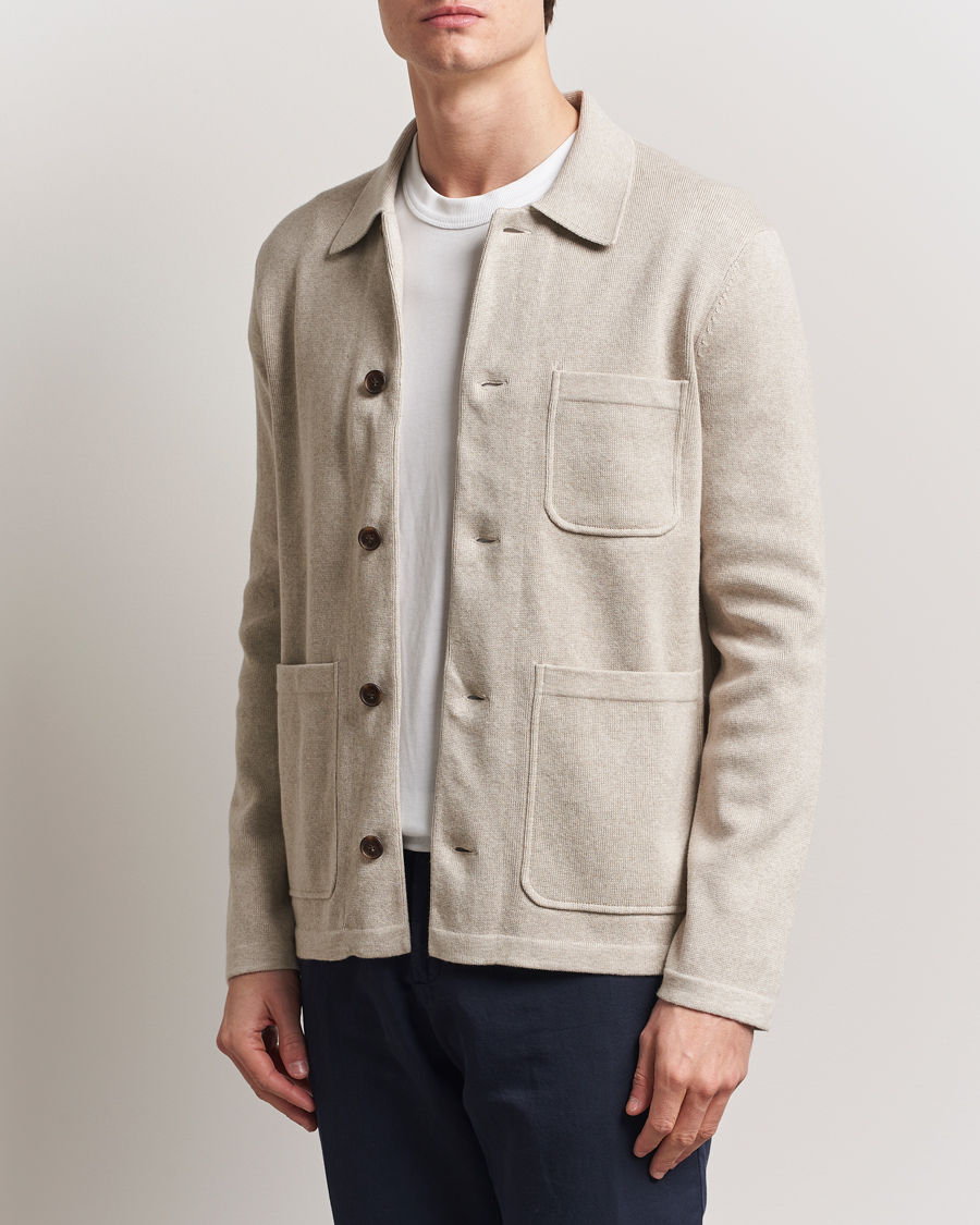 Herr | Skjortor | Morris | Jake Knitted Shirt Jacket Beige