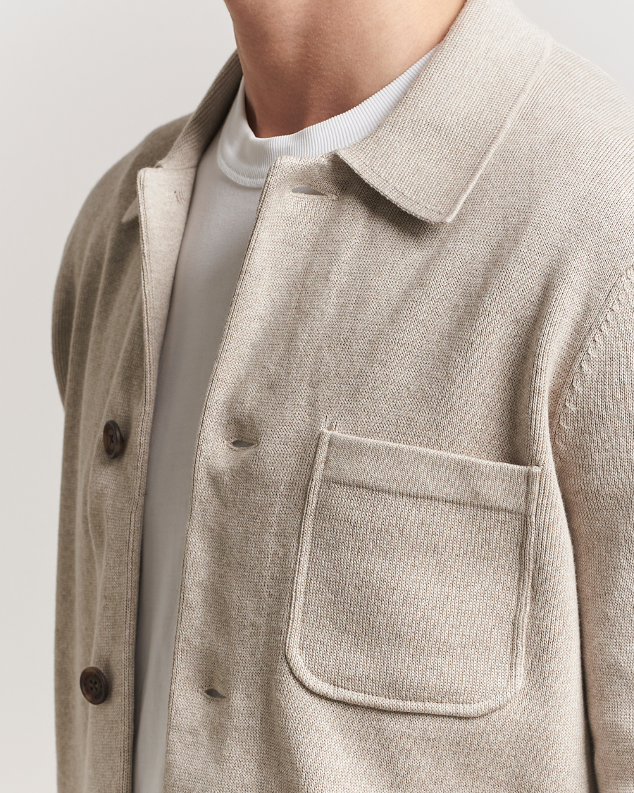 Herr | Skjortor | Morris | Jake Knitted Shirt Jacket Beige