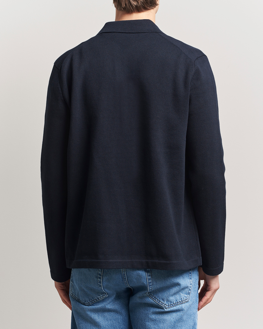 Herr | Skjortor | Morris | Jake Knitted Shirt Jacket Navy