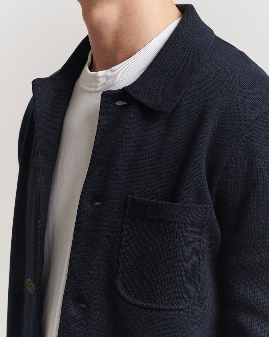 Herr | Skjortor | Morris | Jake Knitted Shirt Jacket Navy
