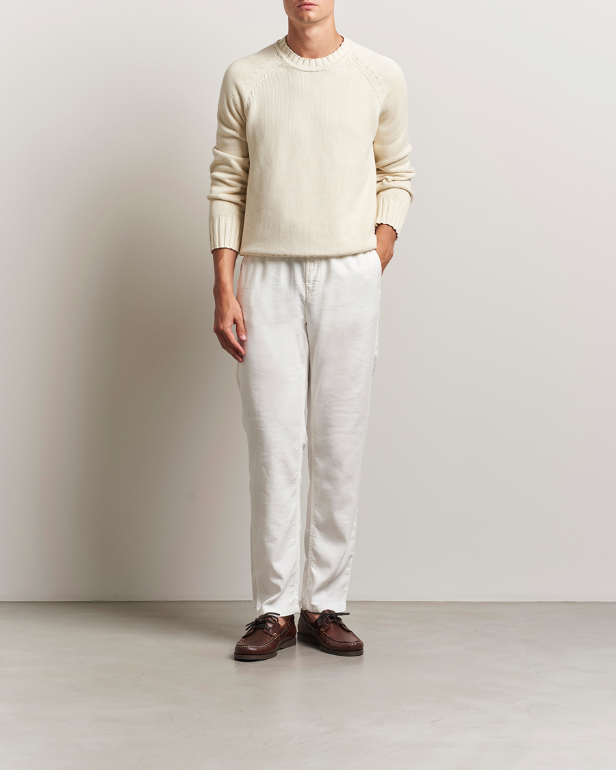 Herr | Byxor | Morris | Fenix Linen/Cotton Trousers Off White