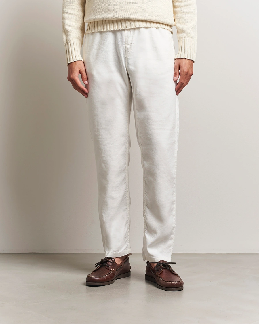 Herr | Byxor | Morris | Fenix Linen/Cotton Trousers Off White
