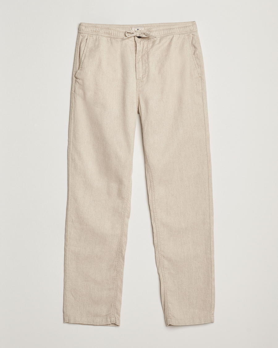 Herr | Byxor | Morris | Fenix Linen/Cotton Trousers Beige