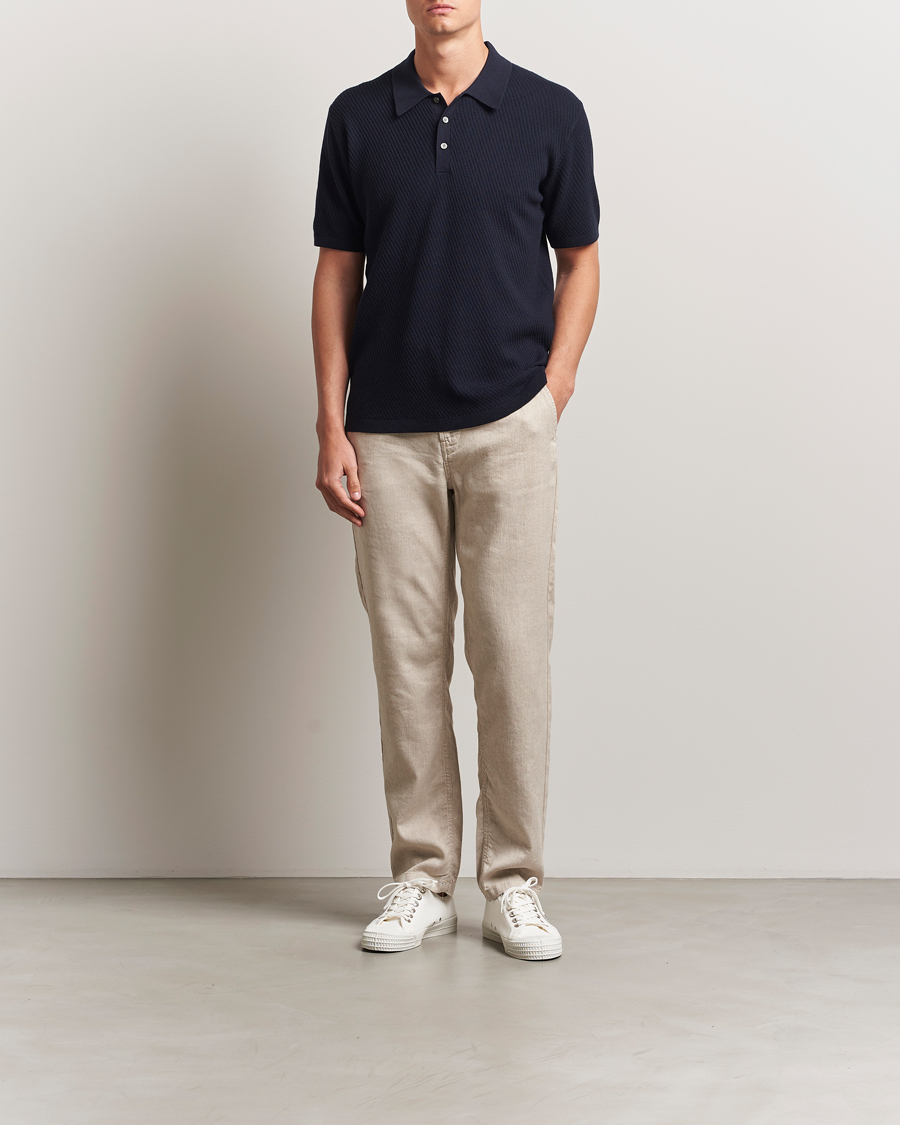 Herr | Byxor | Morris | Fenix Linen/Cotton Trousers Beige