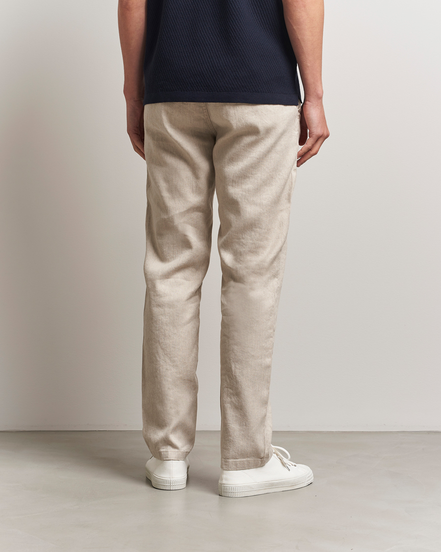 Herr | Byxor | Morris | Fenix Linen/Cotton Trousers Beige