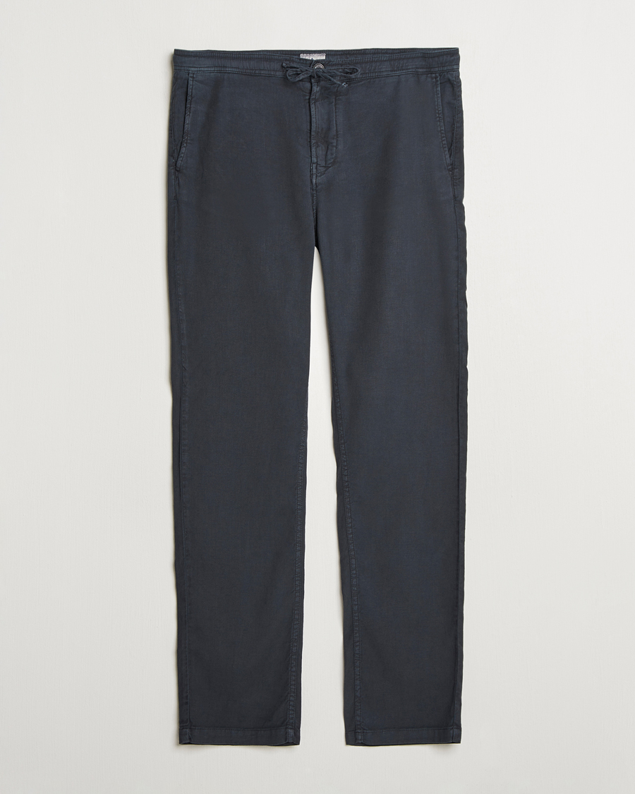 Herr | Byxor | Morris | Fenix Linen/Cotton Trousers Blue