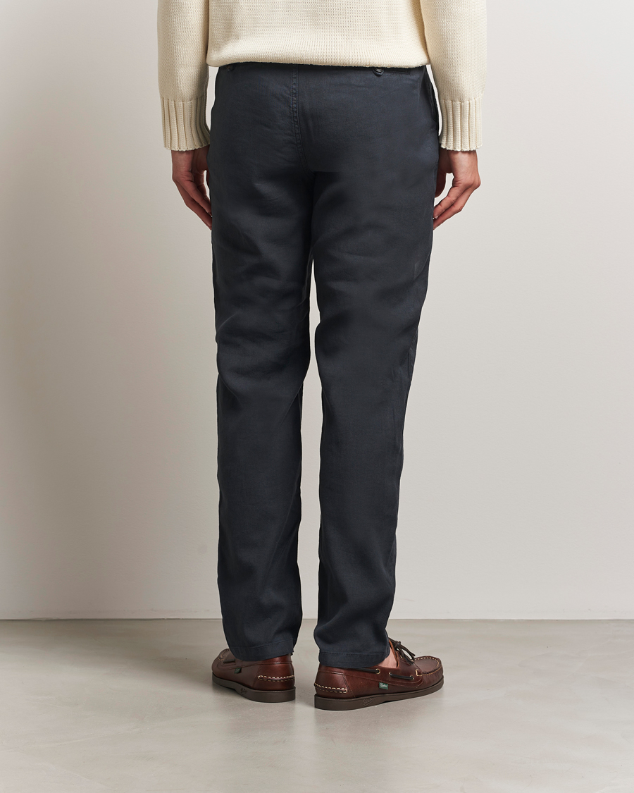 Herr | Byxor | Morris | Fenix Linen/Cotton Trousers Blue