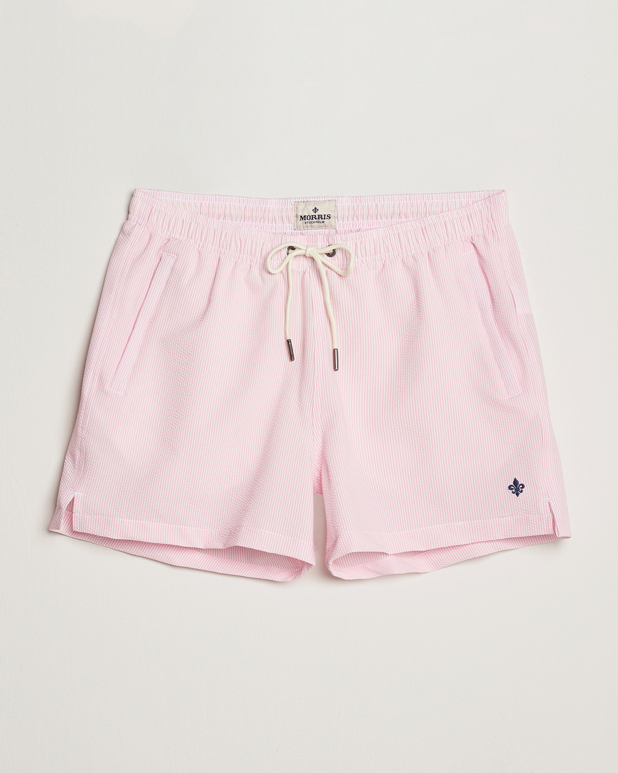 Herr | Badbyxor | Morris | Seersucker Bathing Trunks Light Pink