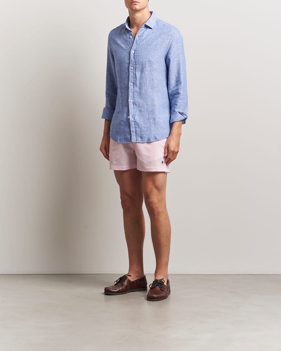 Herr | Badbyxor | Morris | Seersucker Bathing Trunks Light Pink