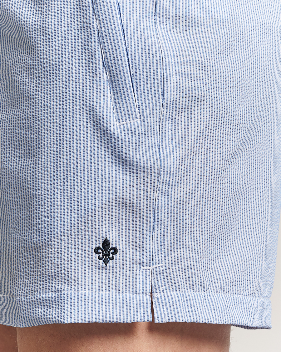 Herr | Badbyxor | Morris | Seersucker Bathing Trunks Light Blue